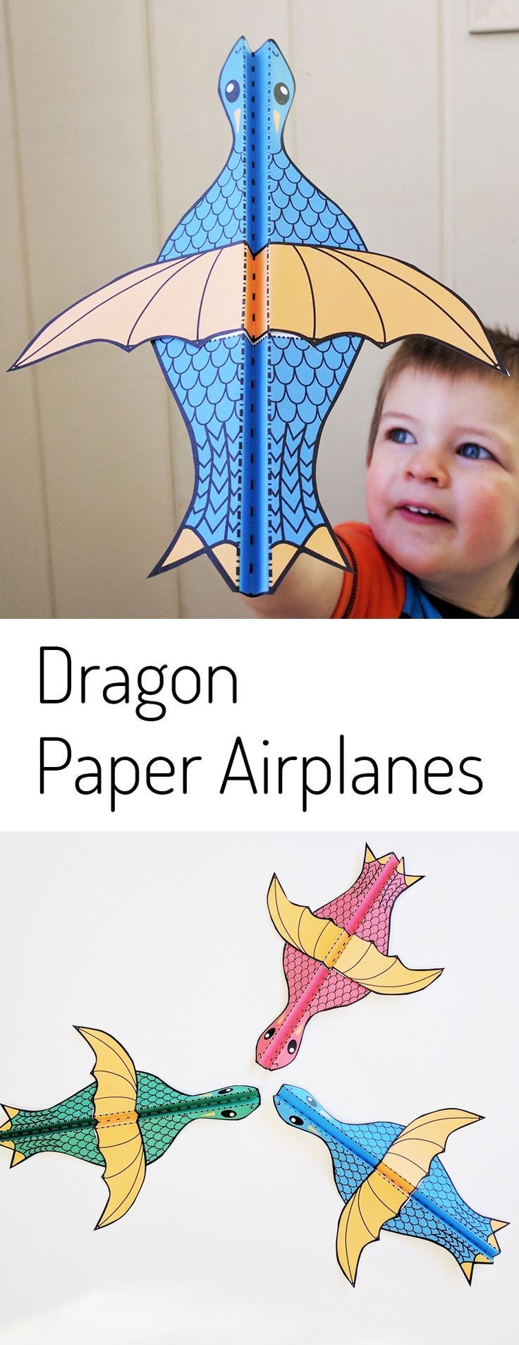 Kids Papercraft Printable Dragon Paper Airplane Papercrafts for Kids
