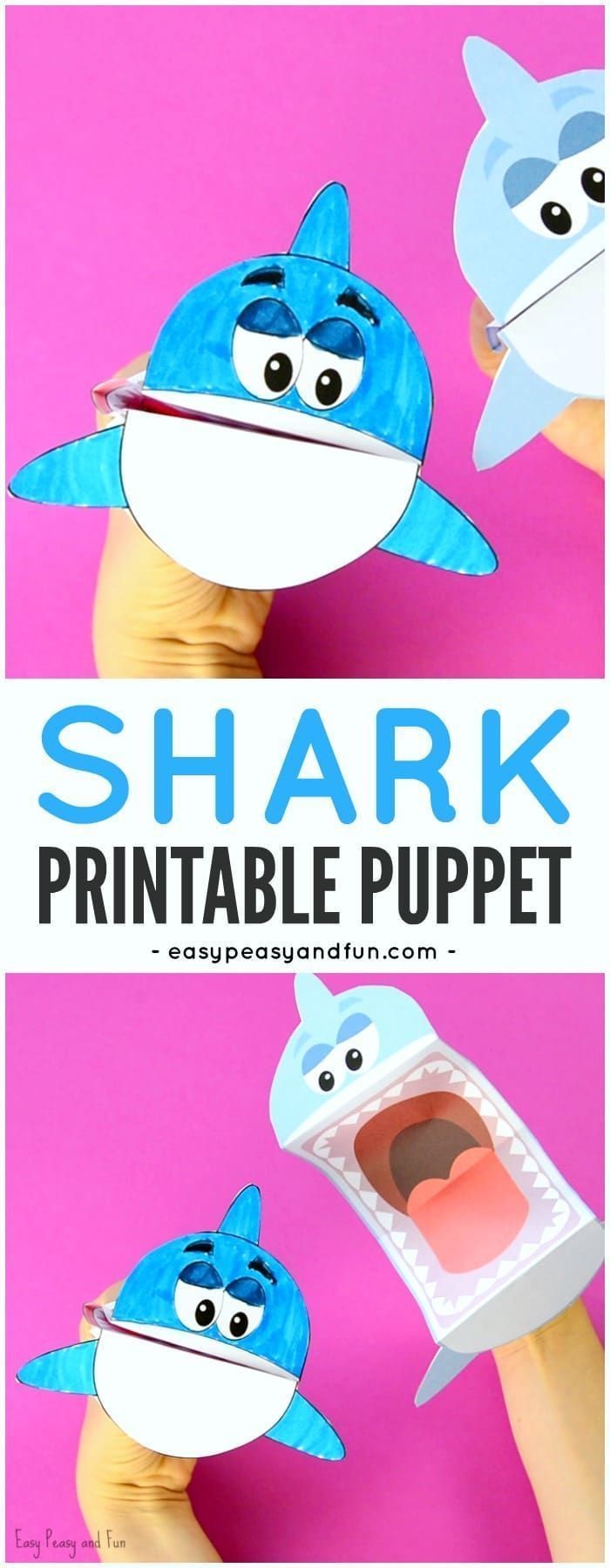 Kids Papercraft Printable Shark Puppet Art Kids Diys Pinterest