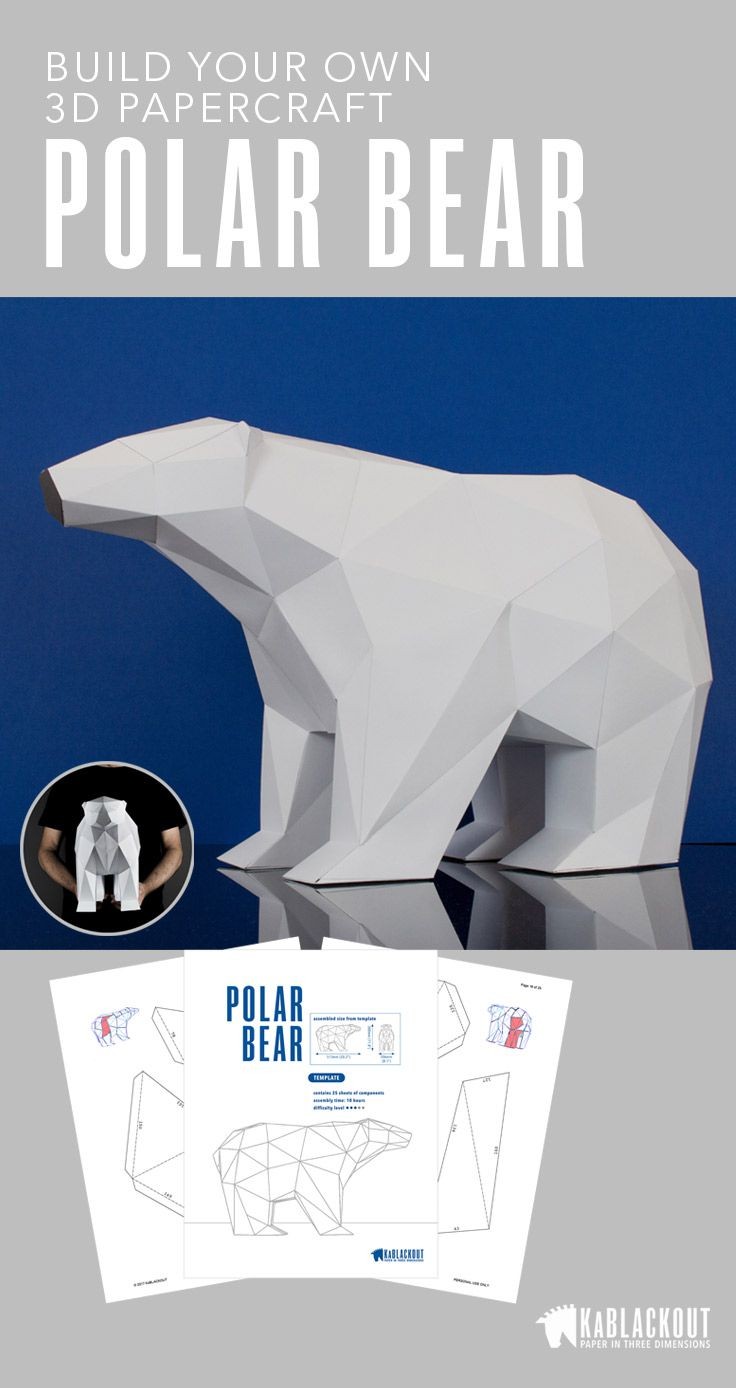Life Size Papercraft Polar Bear Template Low Poly 3d Papercraft Templates