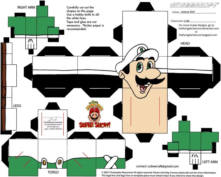 Luigi Papercraft Vg 5 Fireball Luigi Cubee by theflyingdachshund On ...