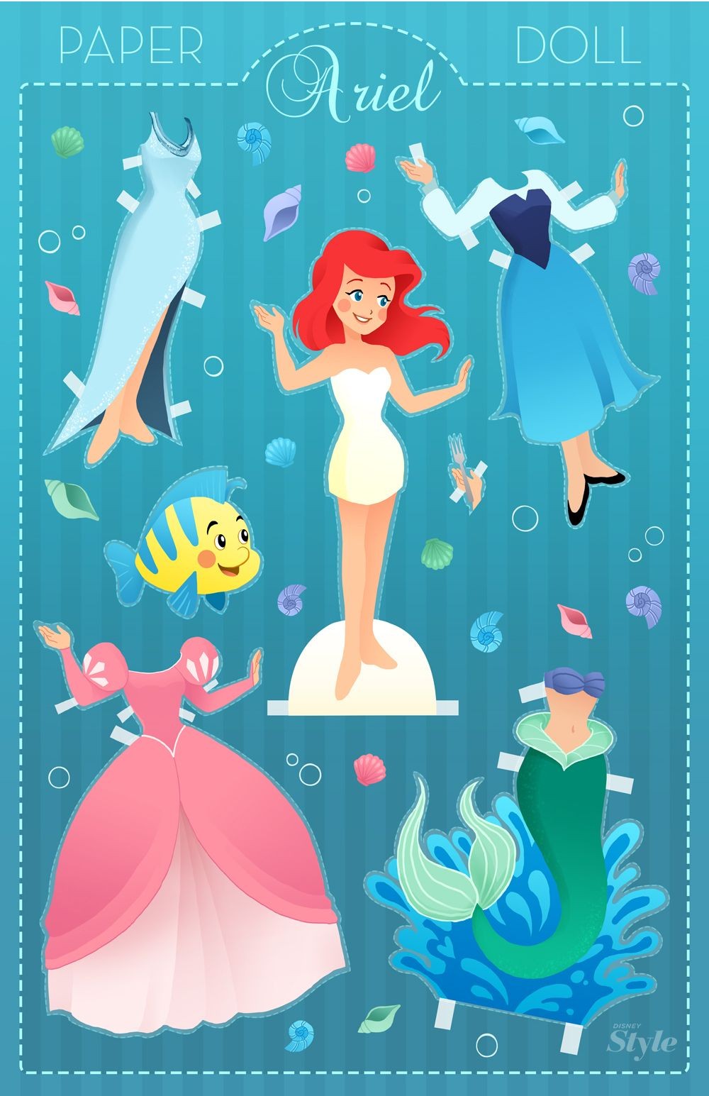 Mermaid Papercraft Ariel Paper Doll All Things Disney Pinterest