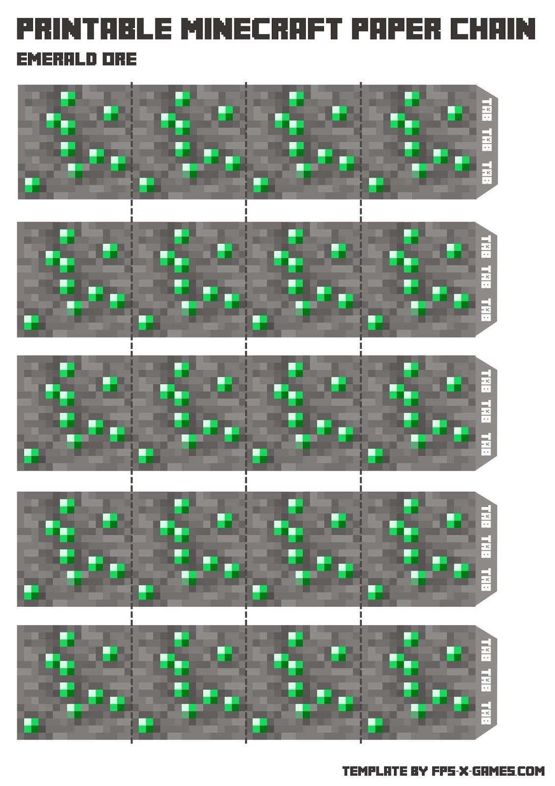 Mincraft Papercraft Minecraft Papercraft Chain Emerald ore