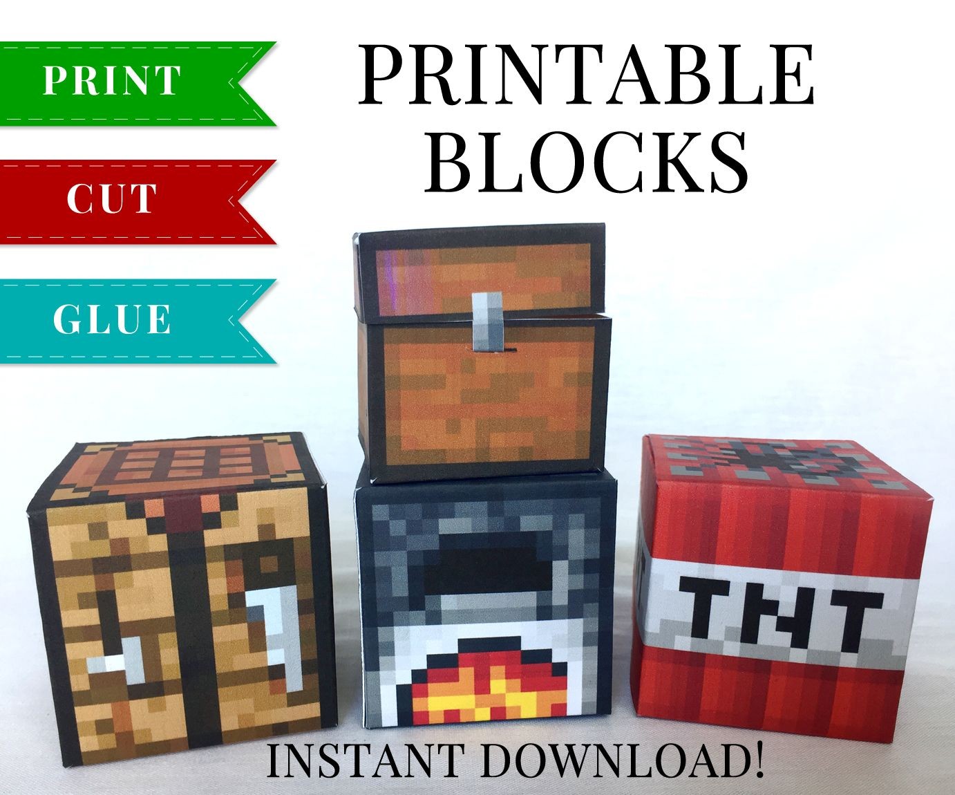 Larger Scale Minecraft Printable Block Collection ~ FPSXGames