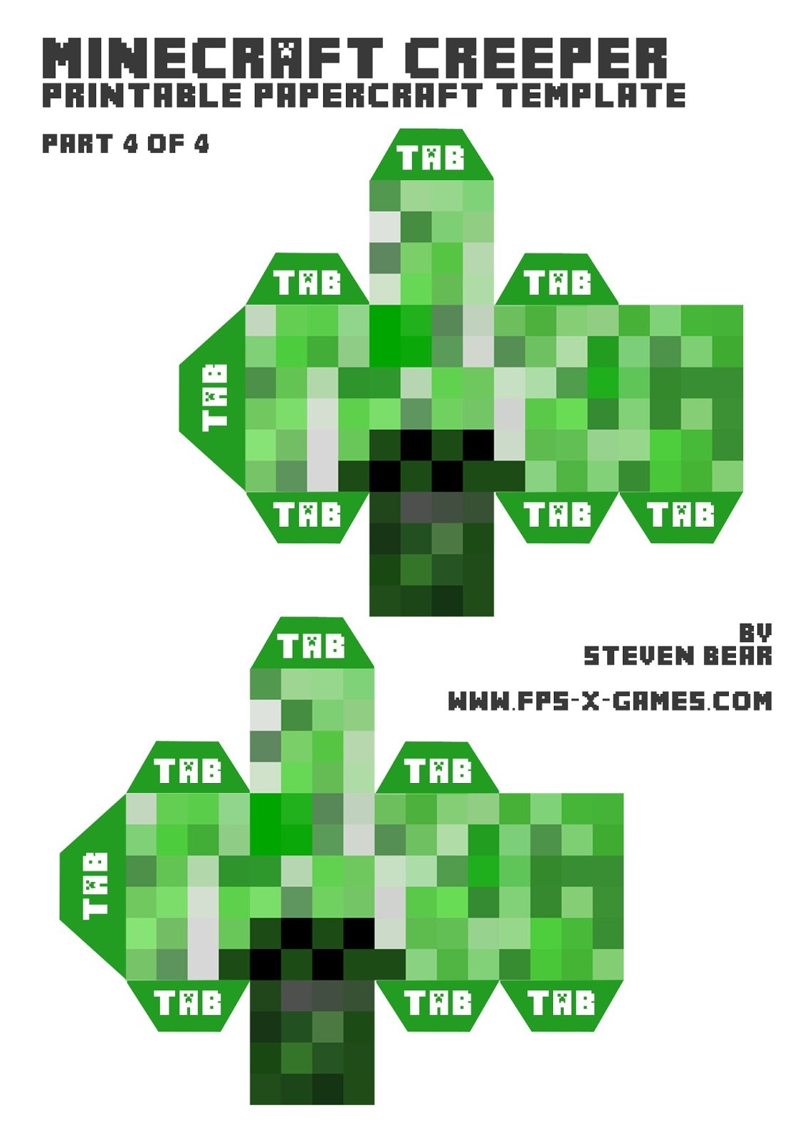 Minecraft creeper face template printable2 - Oh So Savvy Mom