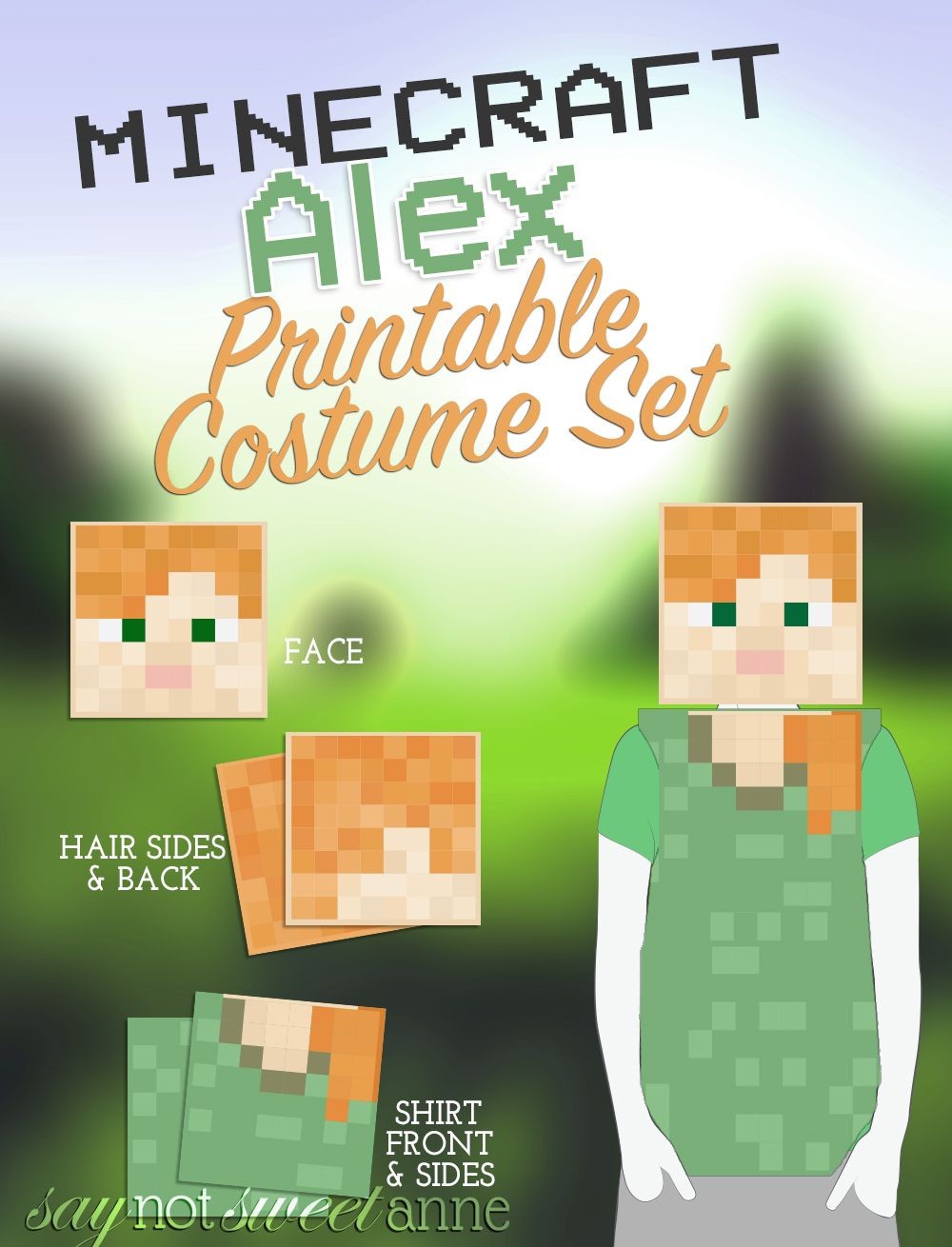 Minecraft Deluxe Papercraft Minecraft Alex Printable Costume Valentines Day Pinterest