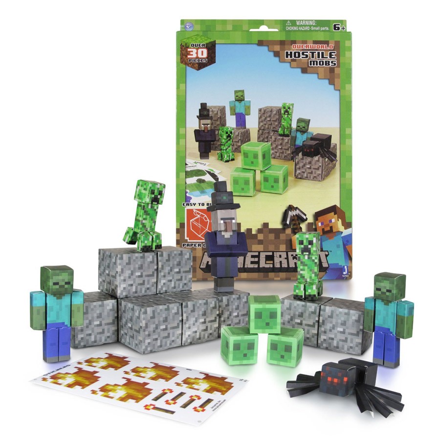 Minecraft Overworld Deluxe Papercraft Pack Papercraft Minecraft Figure Set Hostile Mobs Dvd Zone Shop