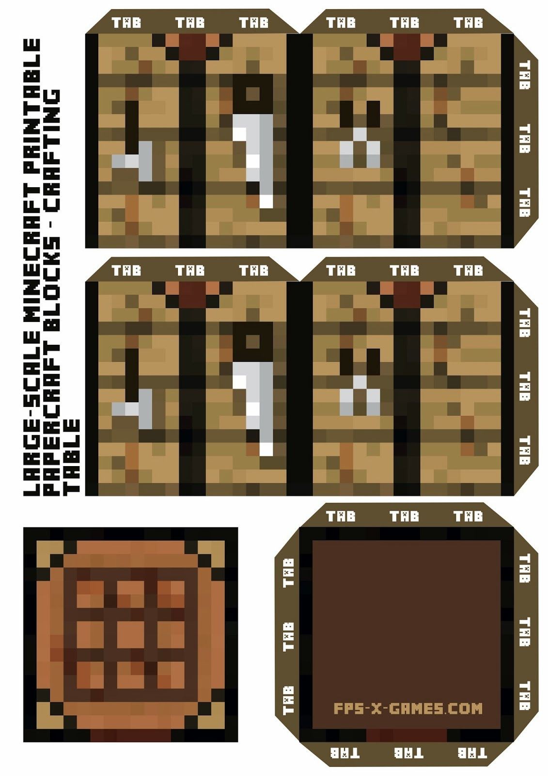 Minecraft Papercraft Block Large Printable Minecraft Crafting Table Block 1 1311 600