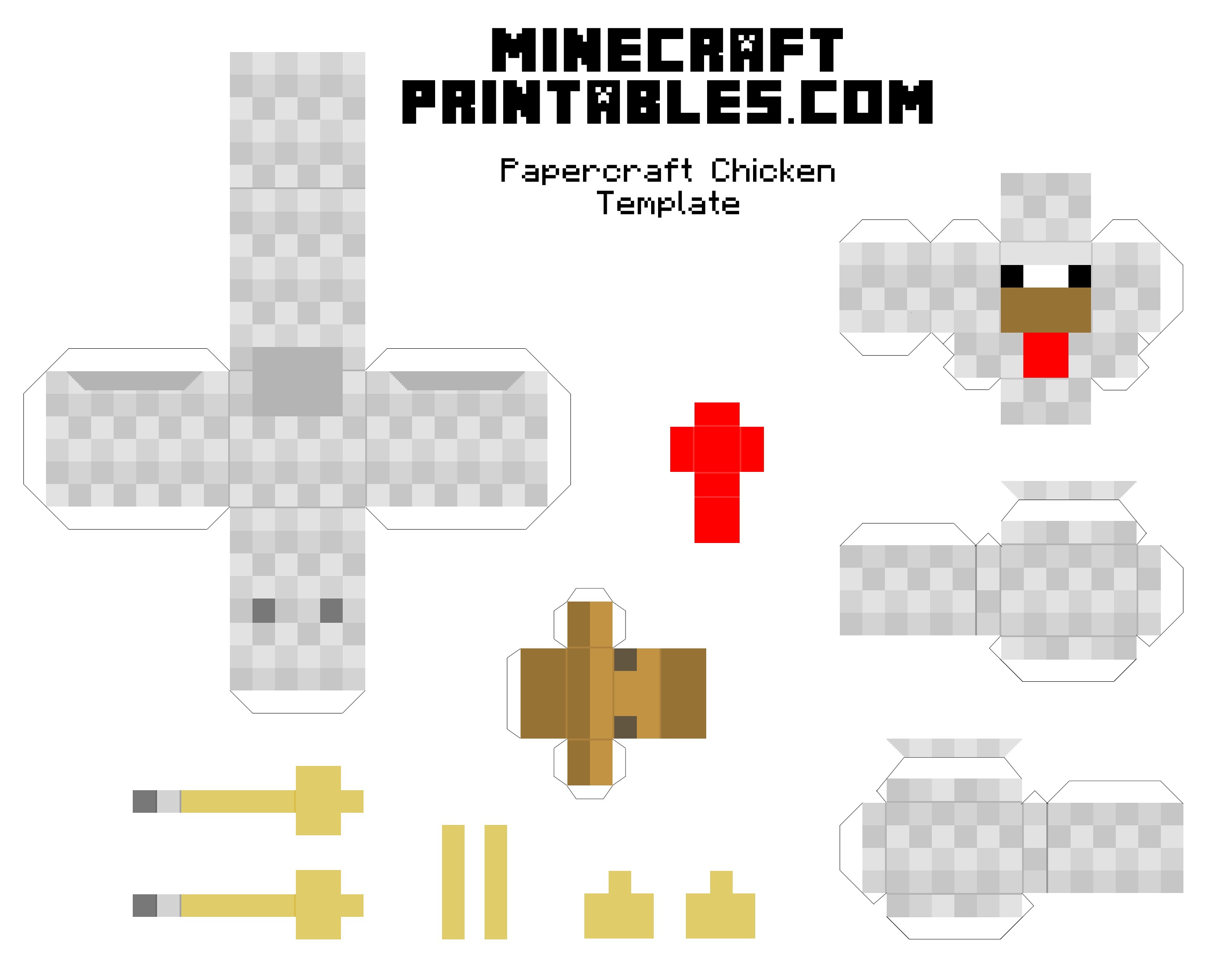 printable minecraft papercraft chicken - printable