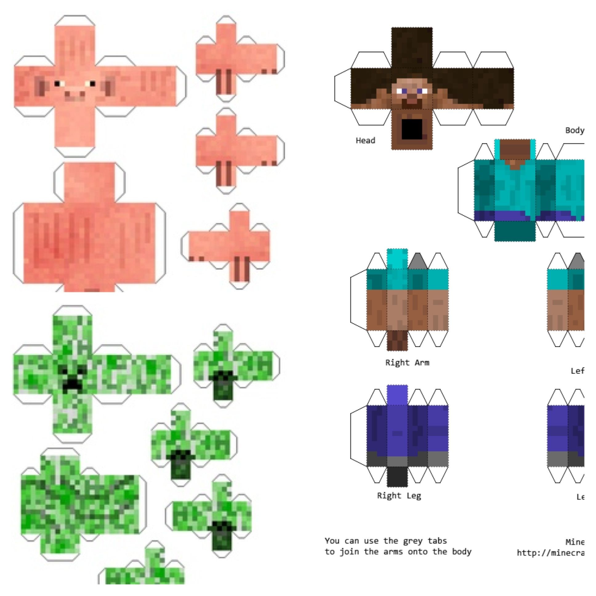 minecraft blocks papercraft characters