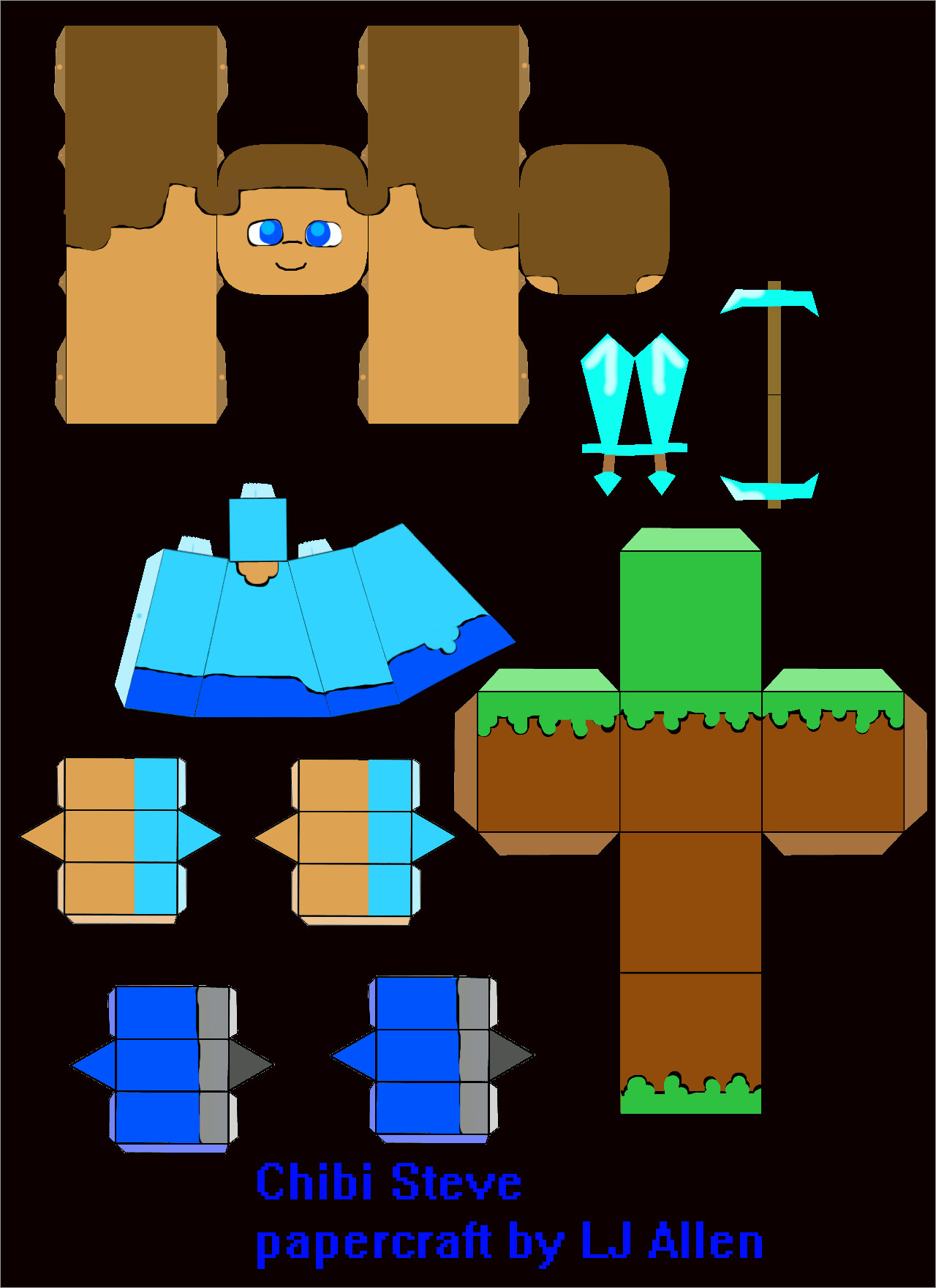 Papercraft Steve (Very Easy) in 2023  Minecraft printables, Minecraft  templates, Paper doll template