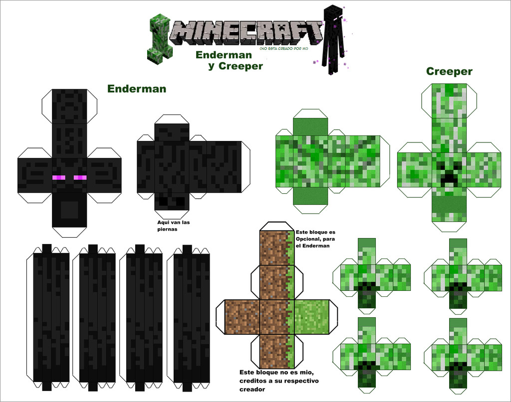 Creeper Minecraft Paper Craft Model  Free Printable Papercraft Templates