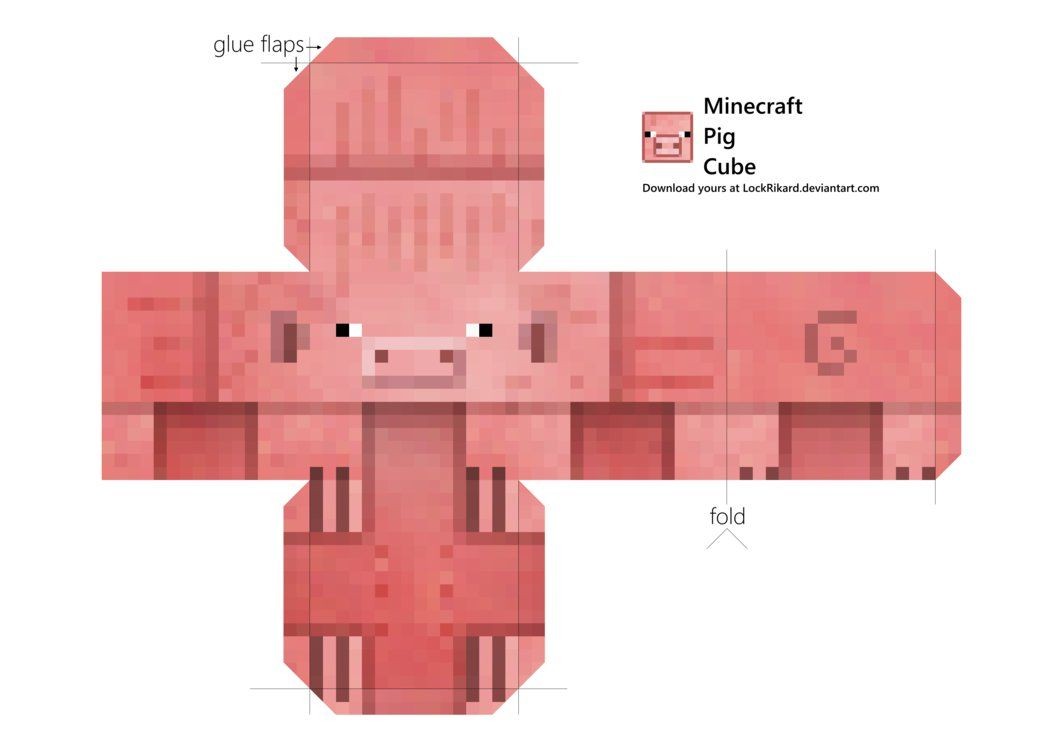 Minecraft Papercraft Sheep Oinkbox for Your Oinks to Box In Pig Cube as Seen In More Papercraft
