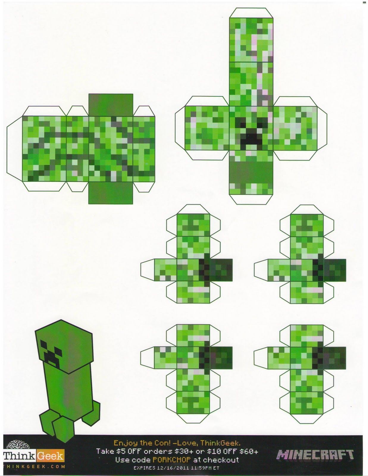 Minecraft Papercraft Slime Minecraft Papercraft Creepers Tiny Papercraft T