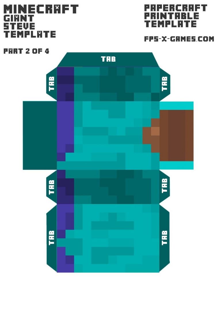 Minecraft Papercraft Steve Minecraft Giant Steve Arms Template 3 4 ...