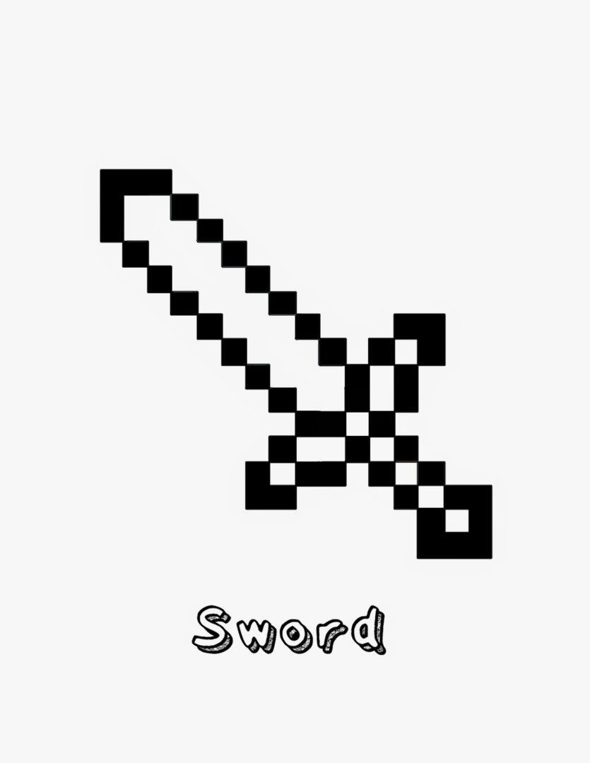 Minecraft Papercraft Sword Sword Coloring Pages Minecraft ...