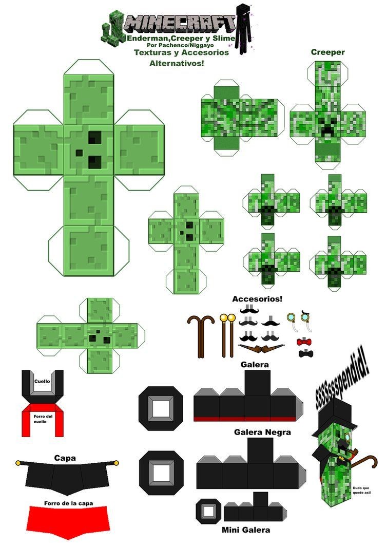 Minecraft Papercraft toys Minecraft Papercraft Texturas Y Accesorios Alterno by Nig O