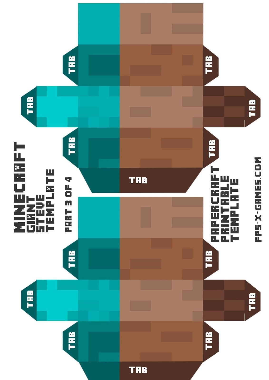 Minecraft Papercraft Weapons Minecraft Giant Steve Arms Papercraft Template 3 4