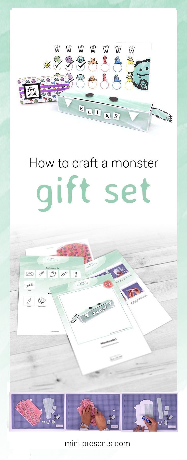 Mini Papercraft Diy Geschenkbox “monsteralert” Für Kinder Pinterest