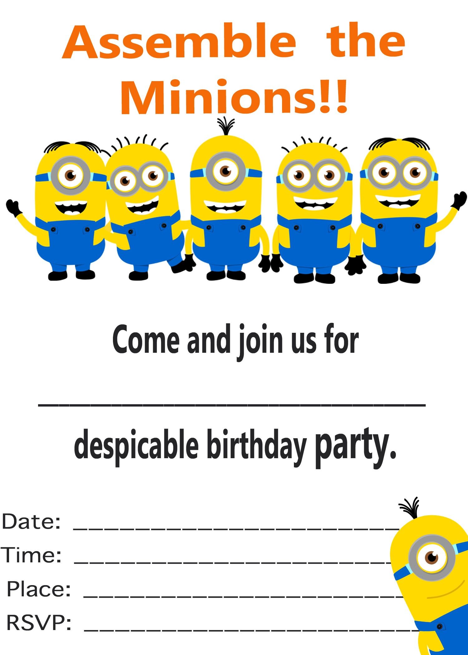 Minion Papercraft Minion Invitation Printable Templates Minions Pinterest