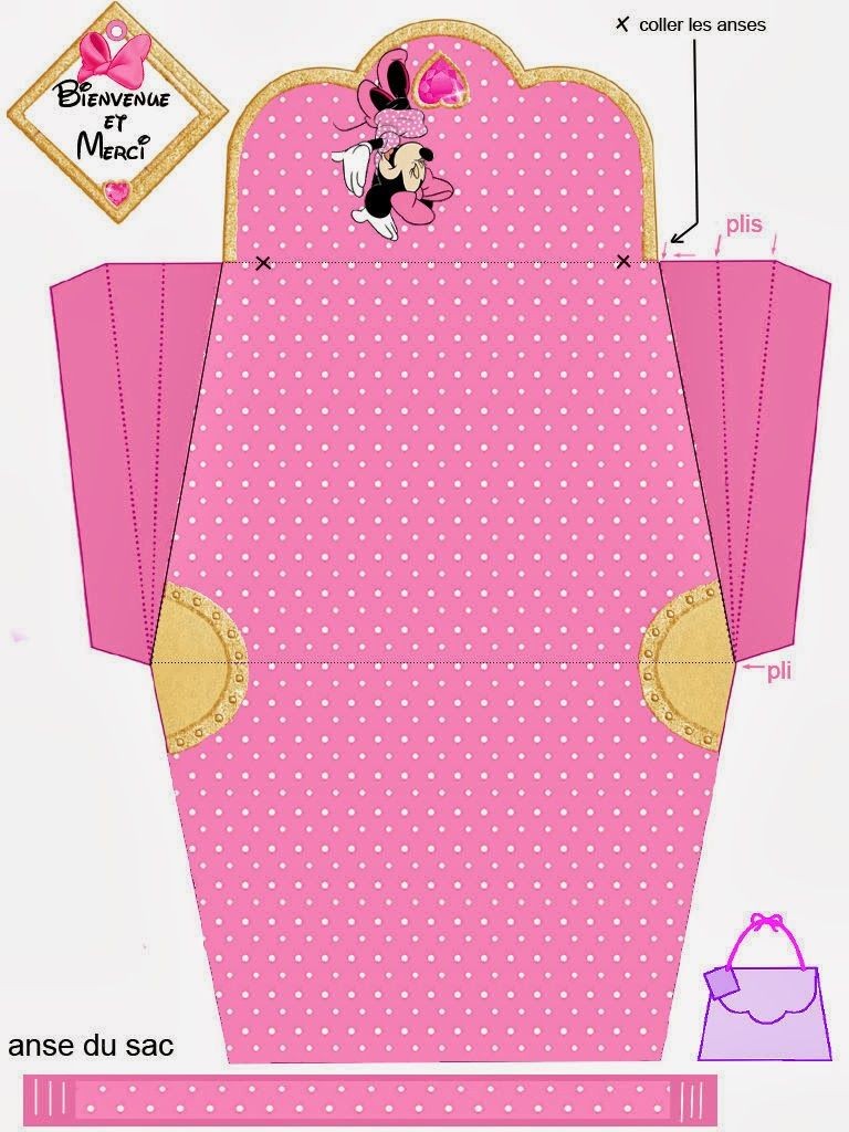 Minnie Mouse Papercraft Minnie In Pink Free Printable Paper Purse is It for Parties is