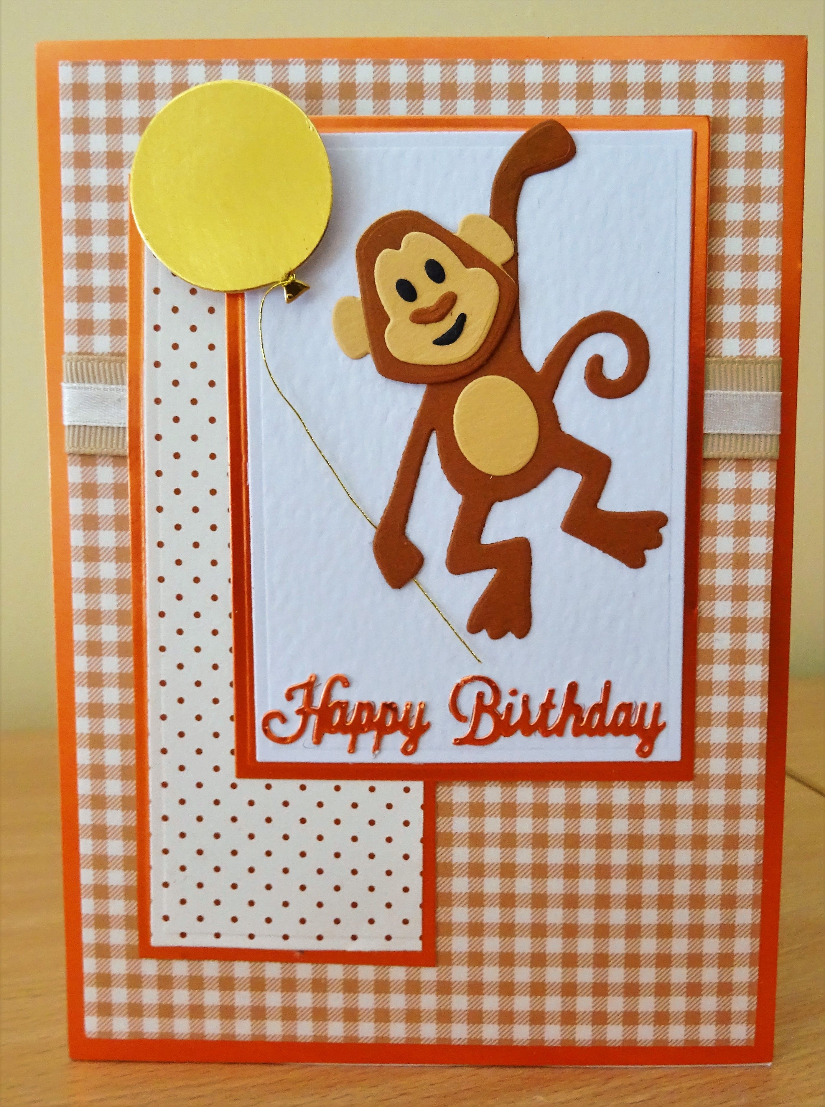 Monkey Papercraft Handmade Birthday Card Marianne Collectables Monkey Die for More