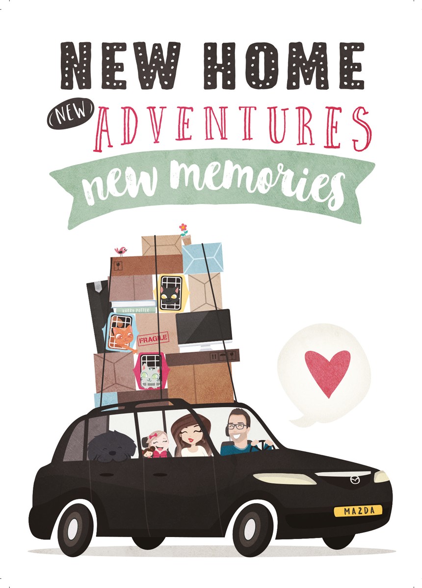 Moving Papercraft New Home New Adventures New Memories Illustration Moving Card