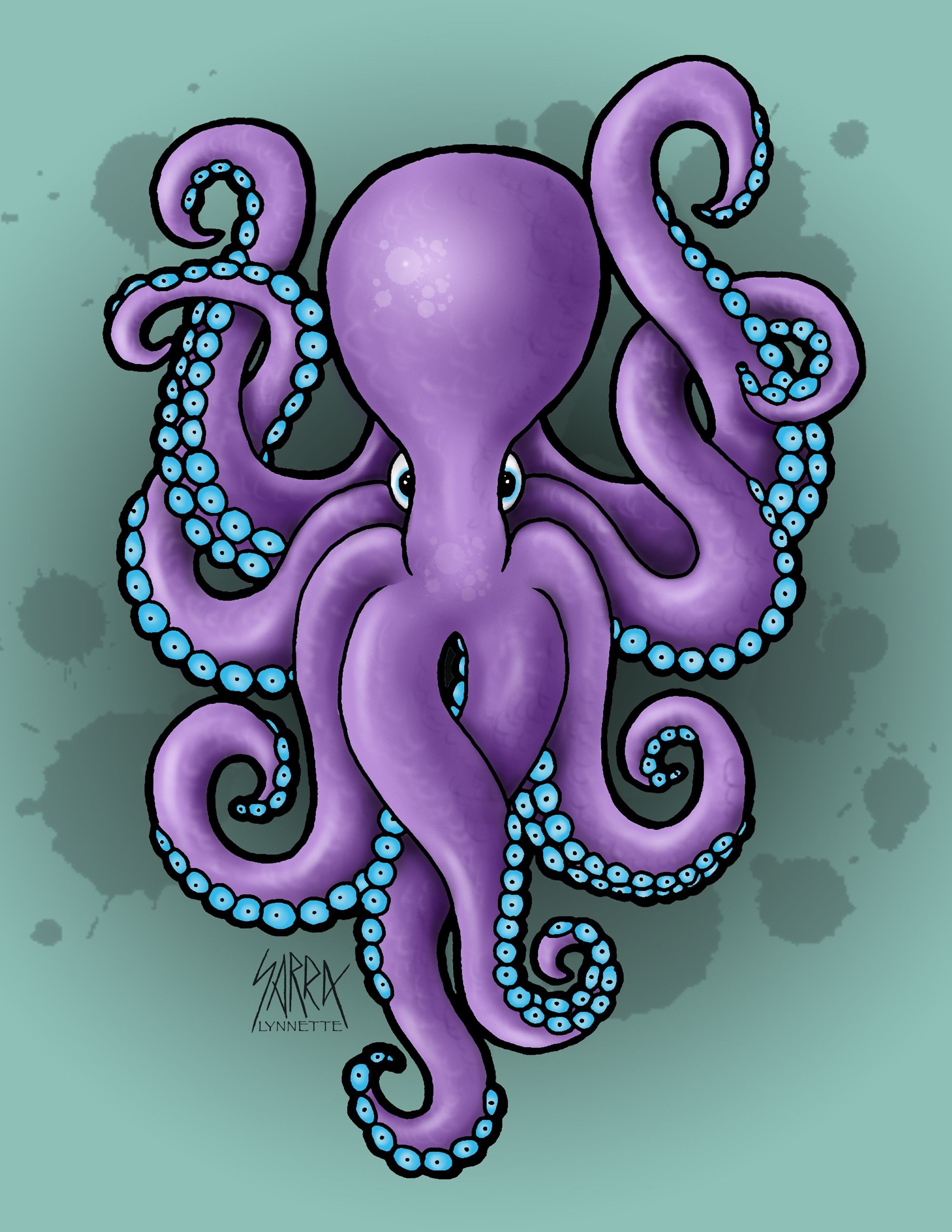Octopus Papercraft Graphic Art From Photoshop Of Purple Octopus by Sarra Lynnette
