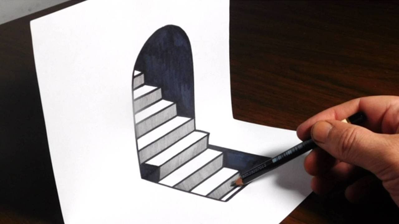 Optical Illusion Papercraft How To Draw 3d Steps On Paper