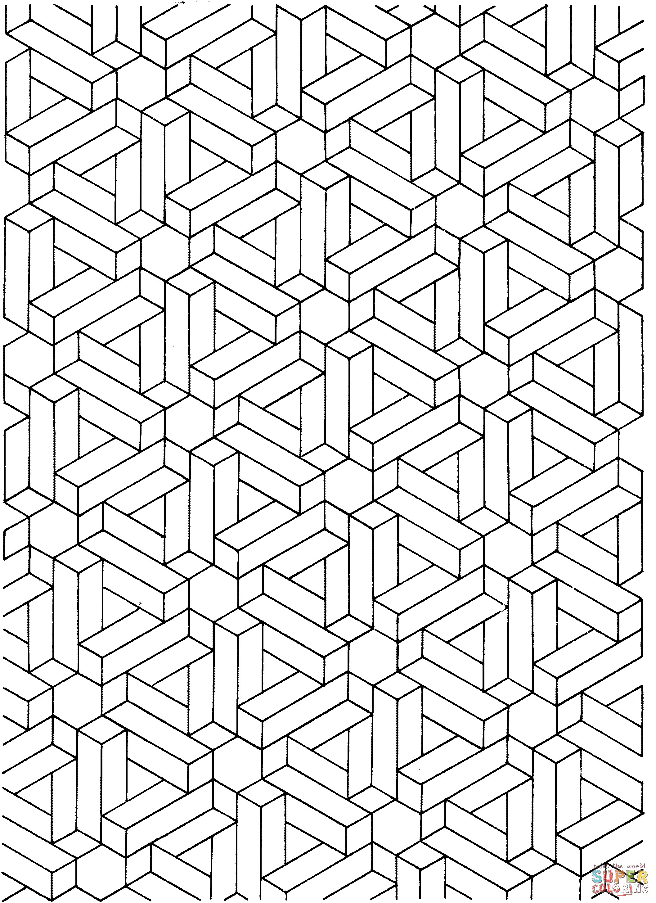 Optical Illusion Papercraft Visual Illusion Coloring Pages and Print for Free