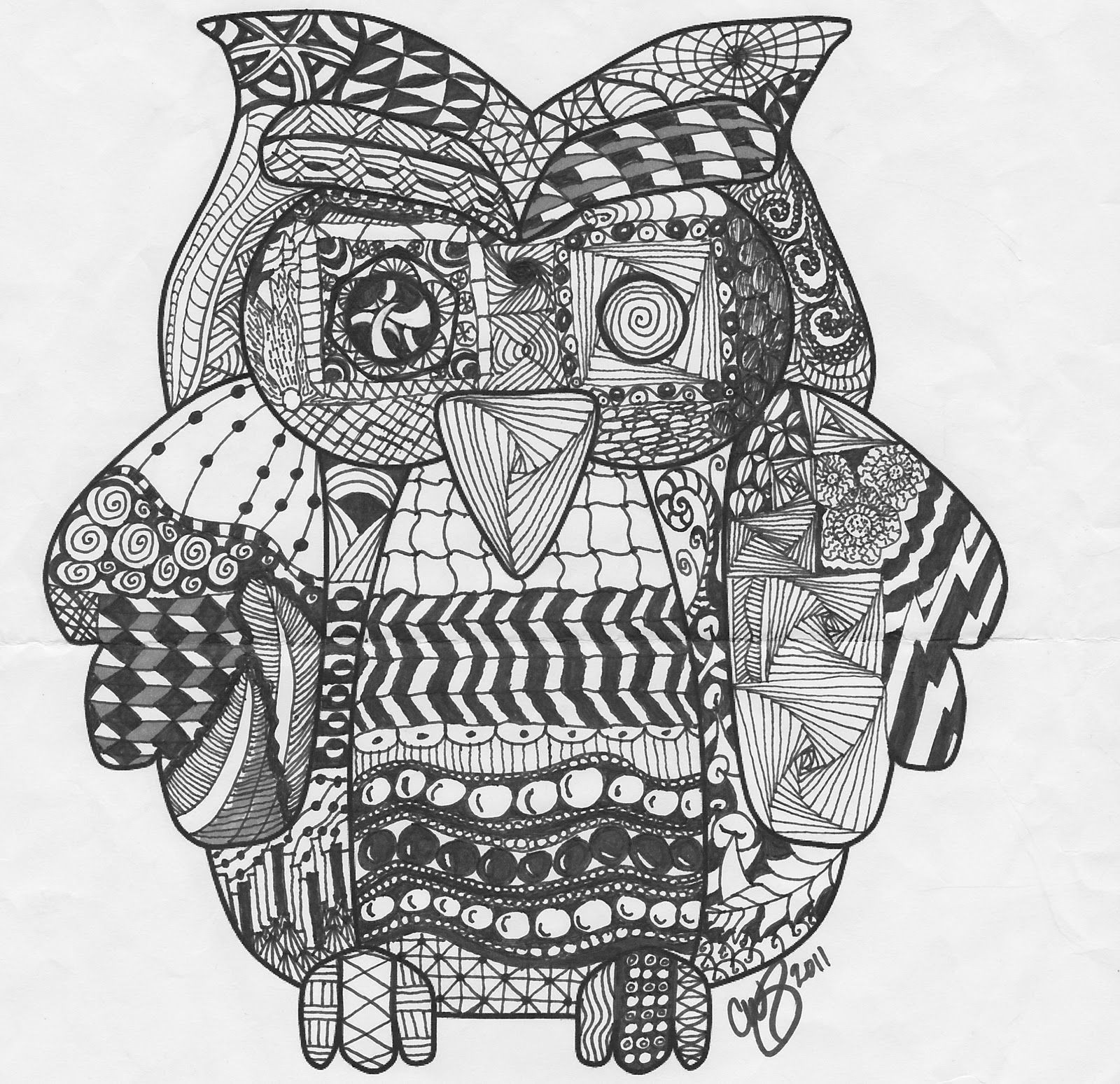 Owl Papercraft Papercraft Zentangle Inspired Owl by Cassie Perry