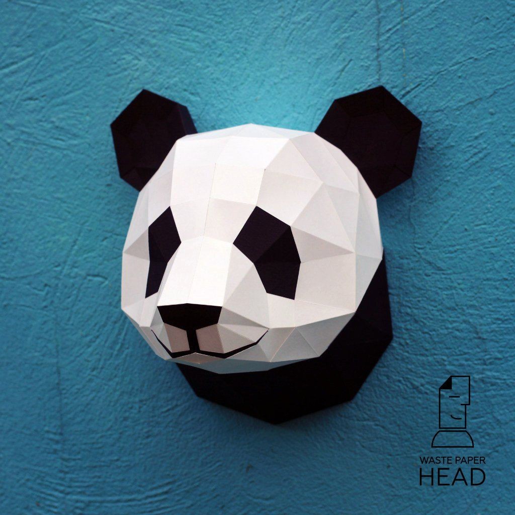 Panda Papercraft 01 Papercraft Panda Head Printable Digital Template