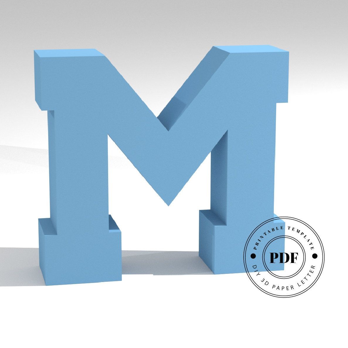 Papercraft 3d Model Printable Diy Template Pdf Letter M Low Poly Paper Model Template