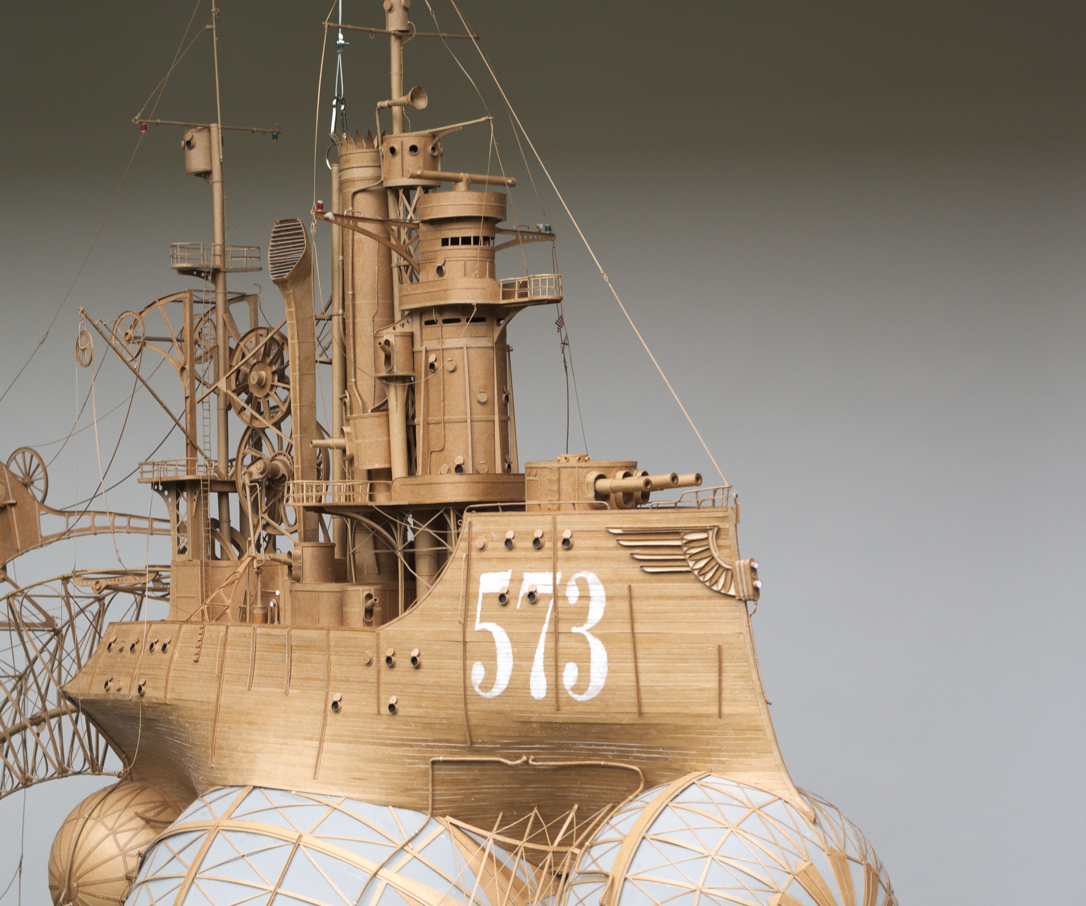 Papercraft Battleship 1 70 Bu 1 90 Meters Cardboard and Paper Steampunk Art Airship
