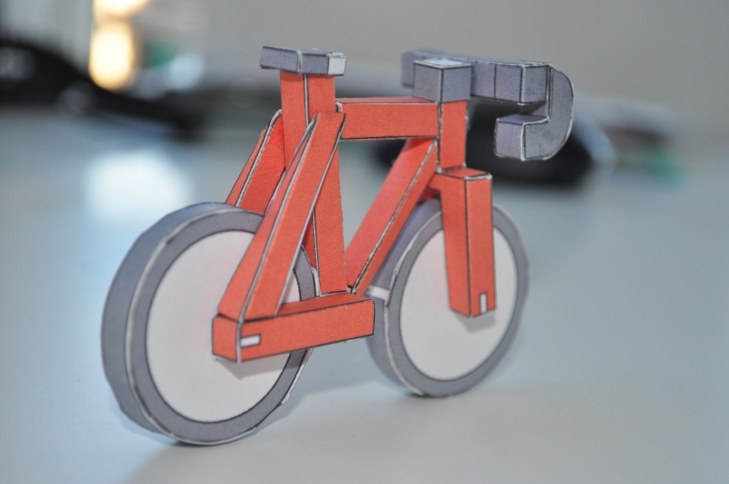 Papercraft Bike Red Paperbikes V2 Fixed Gear Paper Bike Papercraft Bicycle Model