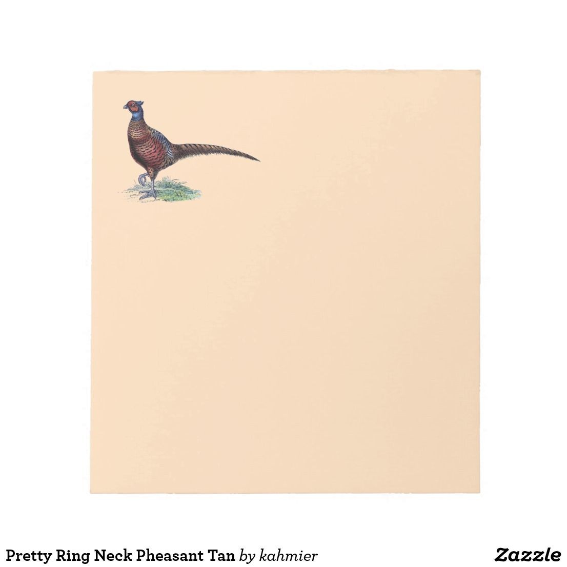 Papercraft Bird Pretty Ring Neck Pheasant Tan Notepad