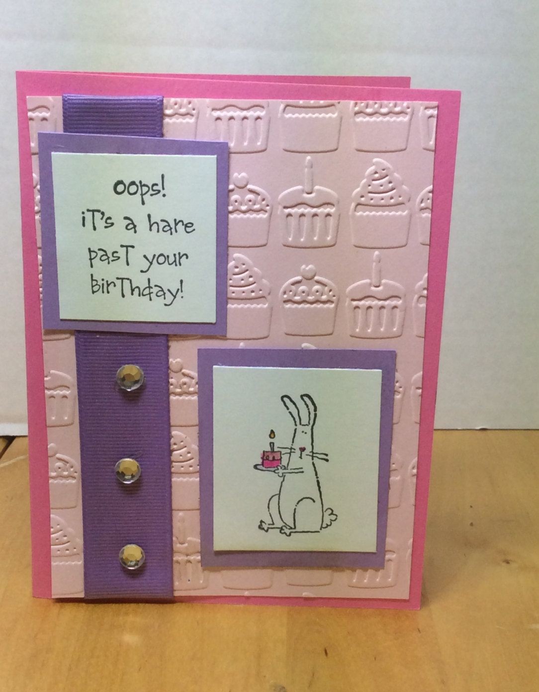 Papercraft Birthday Card Birthday Belated Bunny Card by Catscradledesign On Etsy