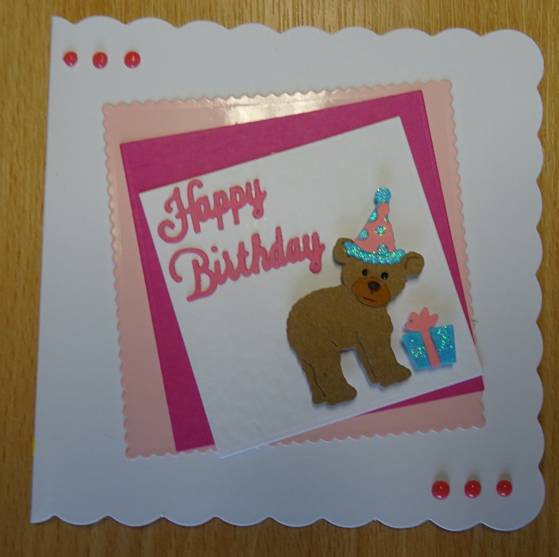Papercraft Birthday Card Handmade Birthday Card Cottage Cutz Bear Die with Birthday Present