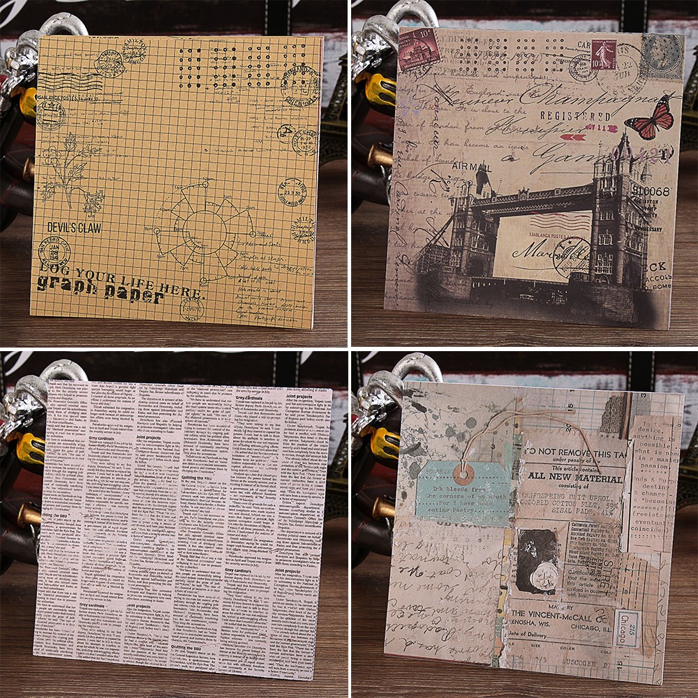 Papercraft Book 8pcs Set Mixed Pattern Creative Retro Paper Craft Art Paper
