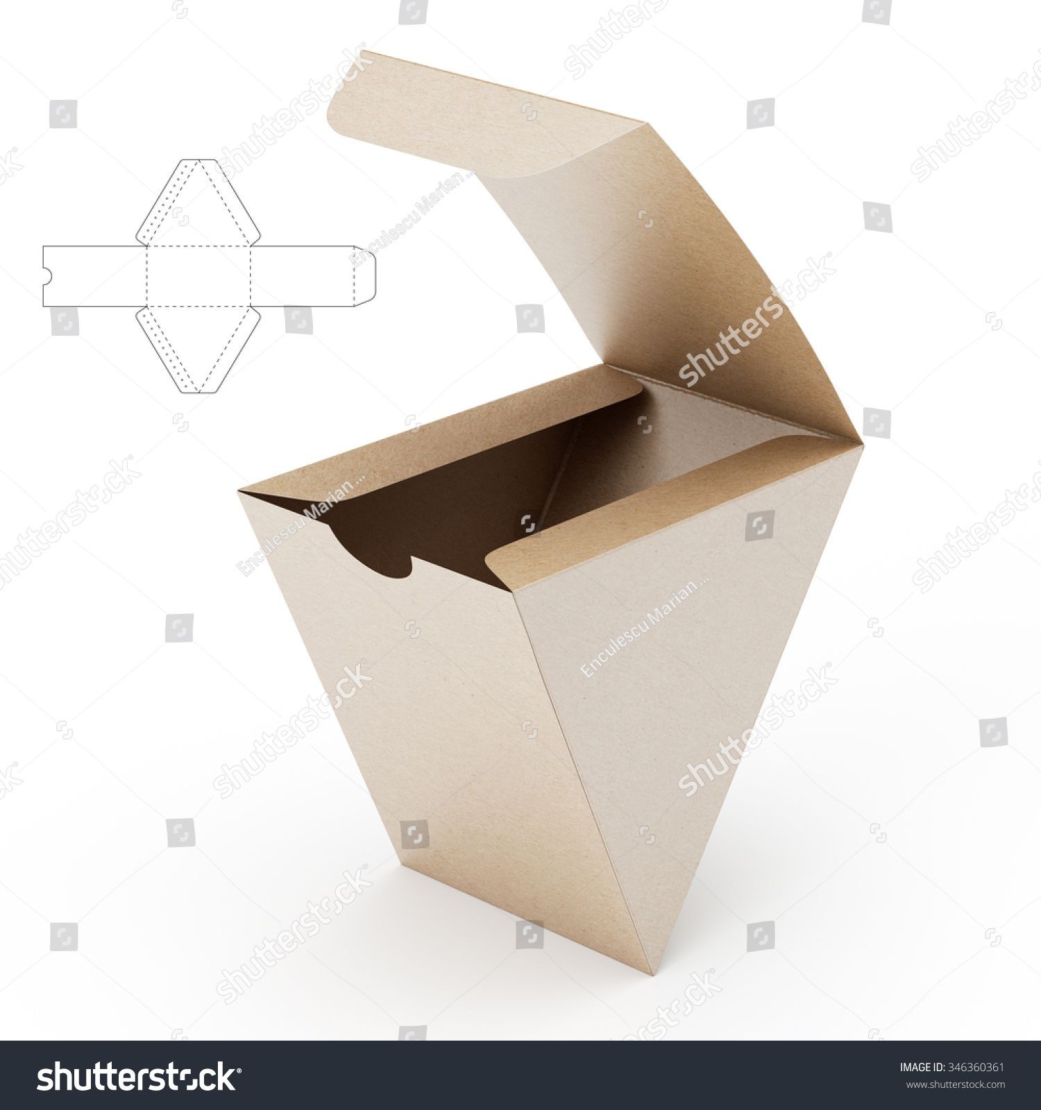 Papercraft Box Triangular Box with Die Cut Template Packaging