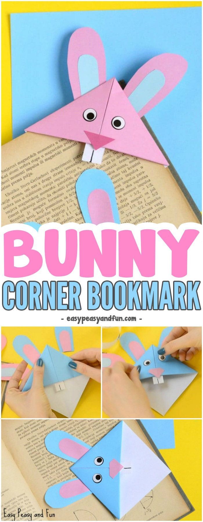 Papercraft Bunny Easter Bunny Corner Bookmark Diy origami for Kids