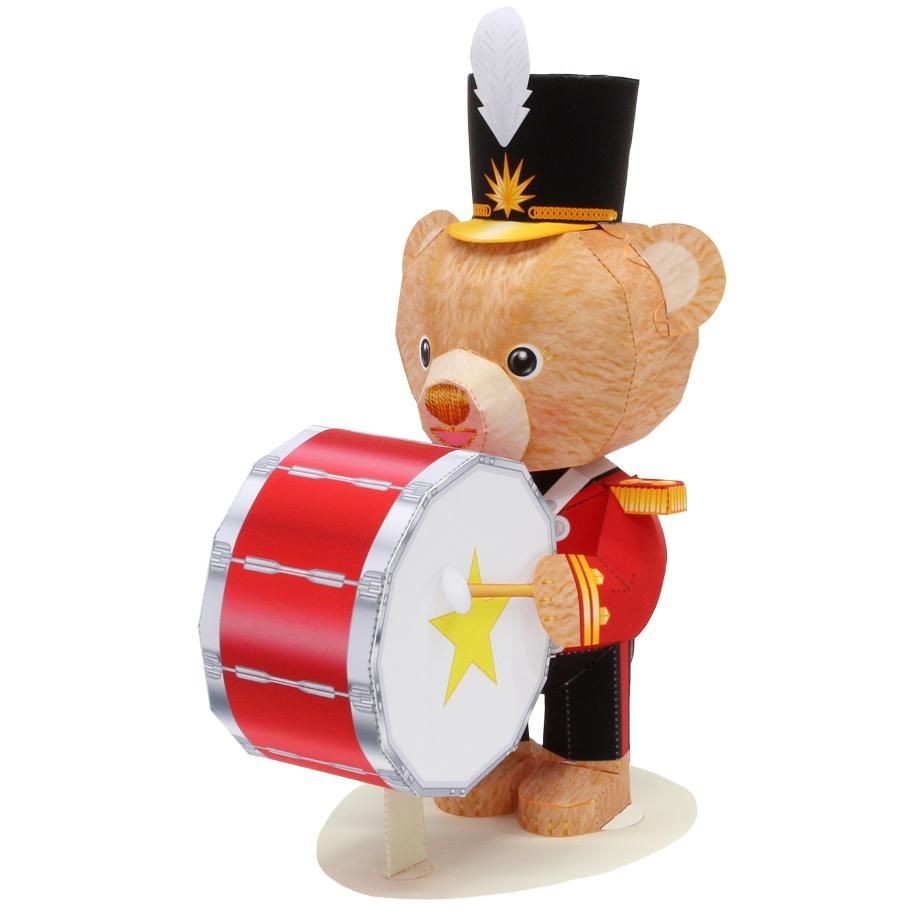 Papercraft Canon Mini Teddy Bear Bass Drum toys Paper Craft Doll Musical Instrument