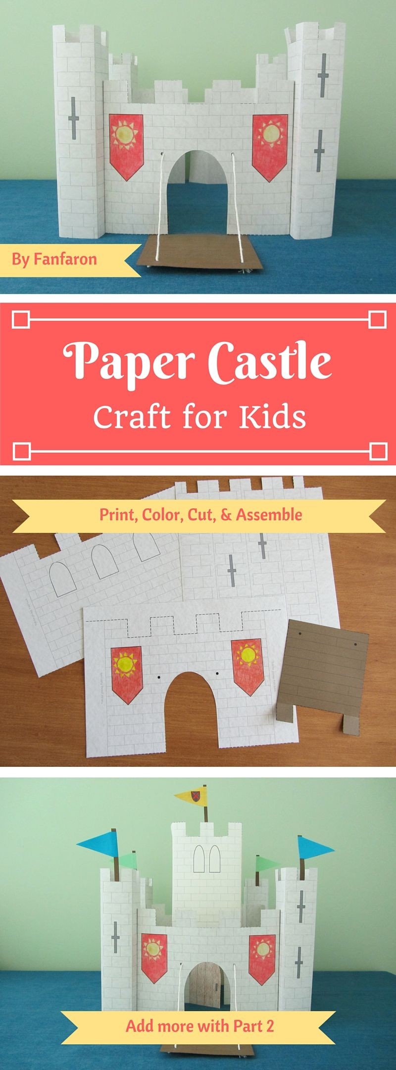 Papercraft Castle 3d Paper Castle Craft Instant Download Template
