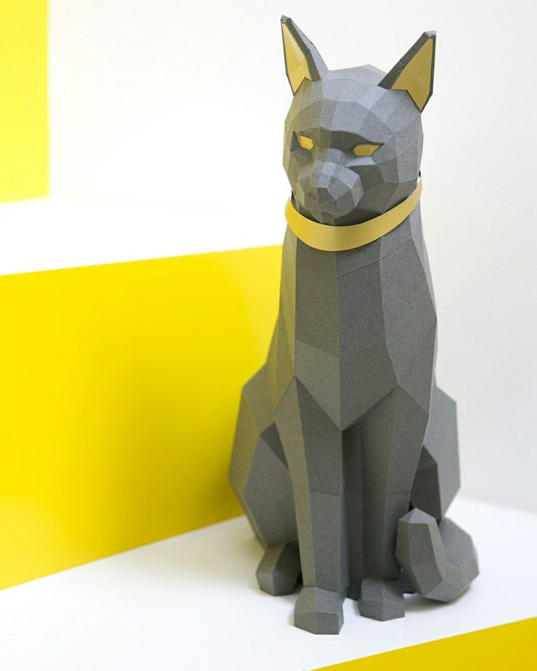 Papercraft Cat Black Cat Papercraft Kit Premium Version with Gold Applications
