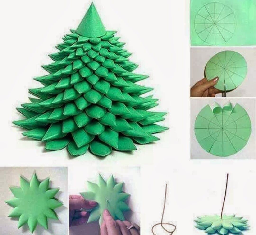 Papercraft Christmas ornaments Diy Paper Christmas Tree Template X Mas Craft Pinterest