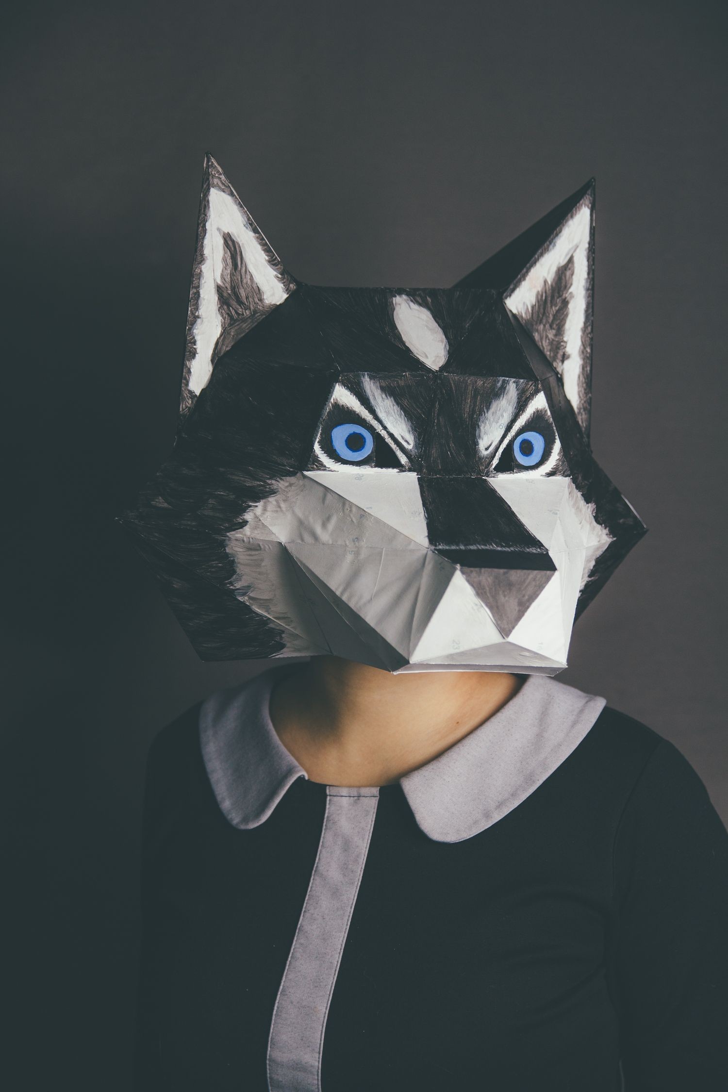 Papercraft Dog Low Poly Husky Mask Porpoising Model Printable Diy Pdf Papercraft