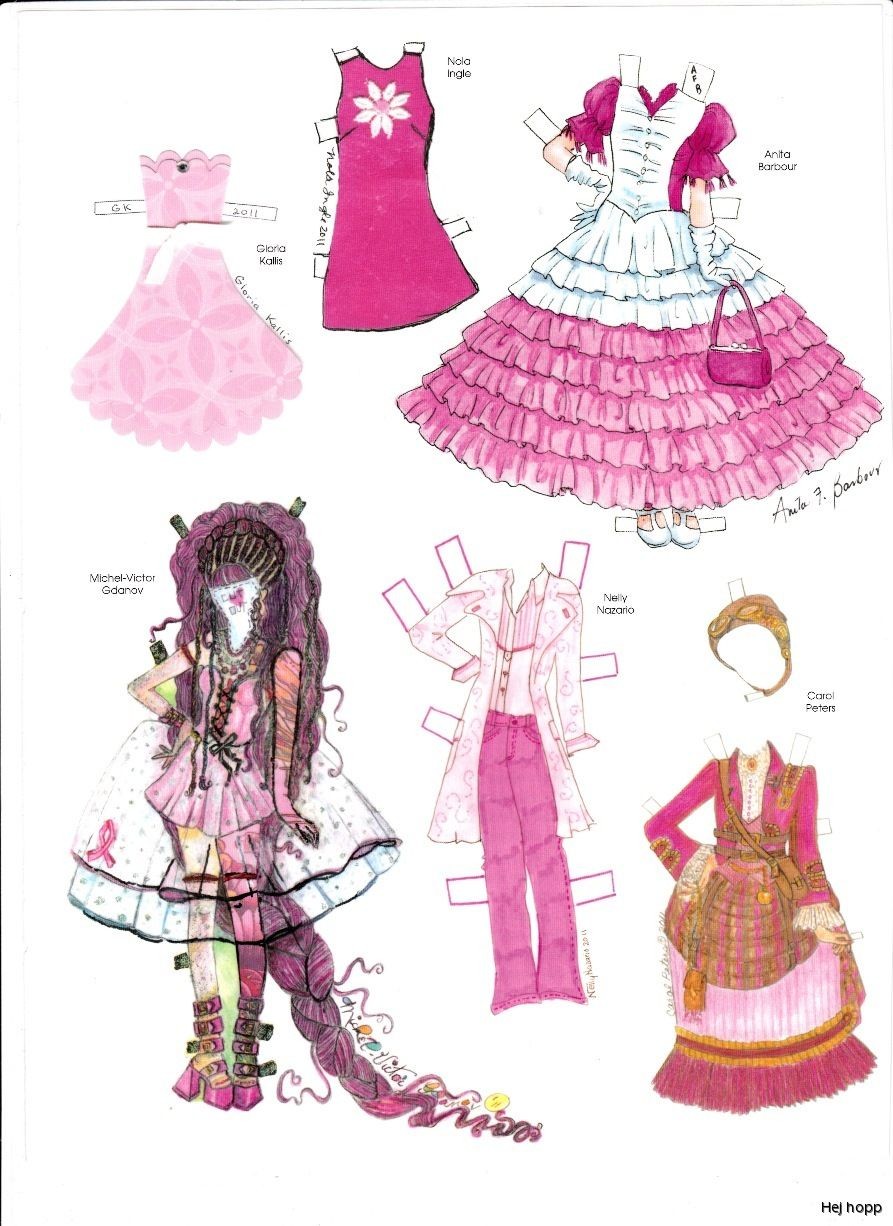 Papercraft Doll Pink Dress A Doll" 3 Of 8 Paper Doll by Charlotte Whatley