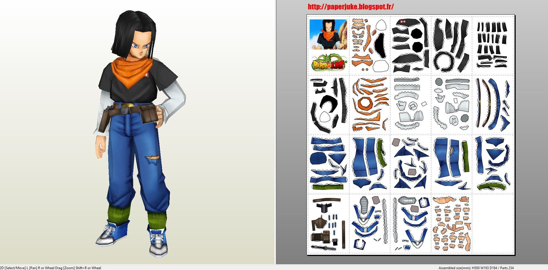 Papercraft Figure Papercraft Pdo File Template for Dragonball Z C17