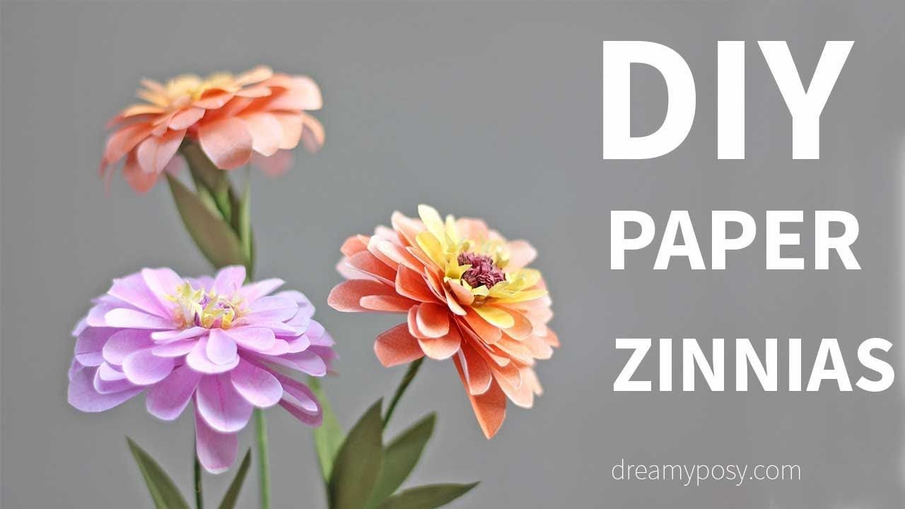 Papercraft Flower Diy Zinnias Flower From Printer Paper Free Template so Simple