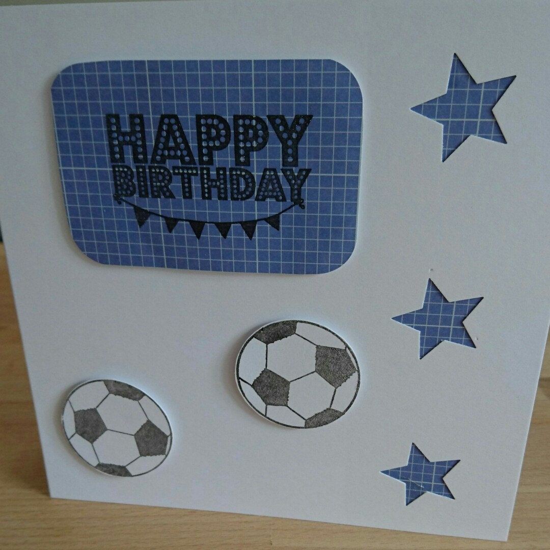 Papercraft Football Decoupage Football Happy Birthday Card Footballs are Heat Embossed