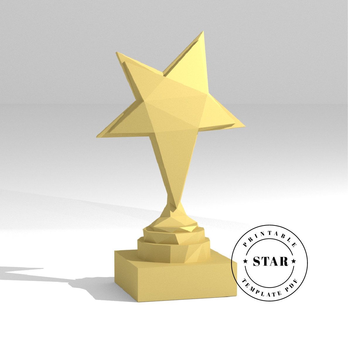 Papercraft Football Printable Diy Template Pdf Sports Trophy Star Low Poly Paper